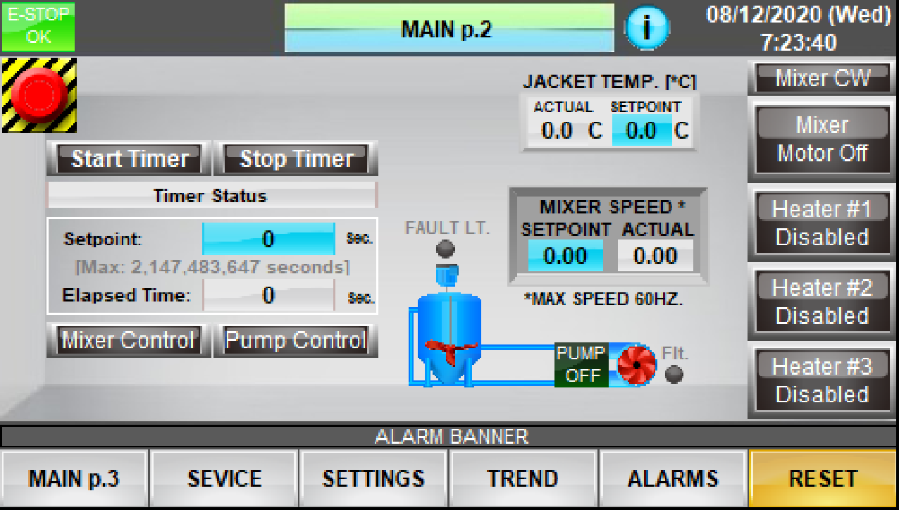 Reactor Controller Screen Descriptions